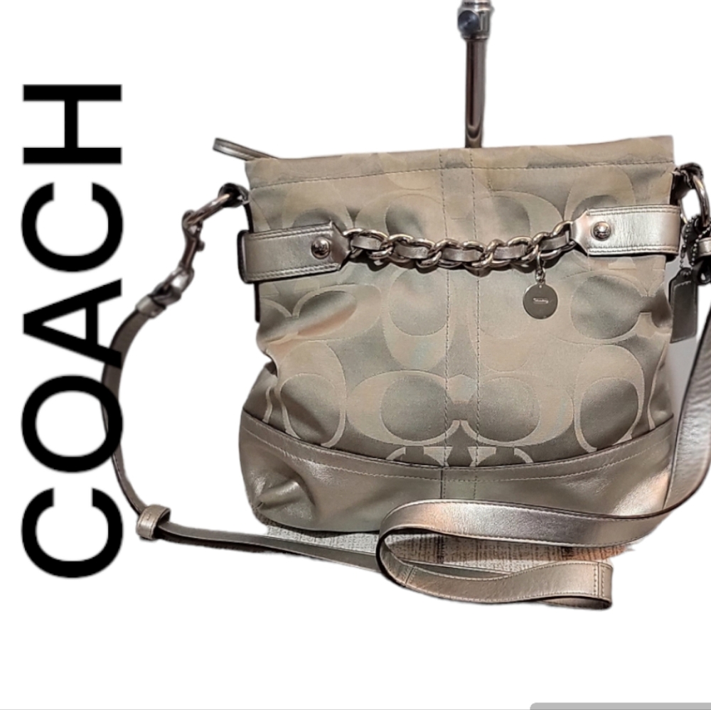 Coach gray and Silver cross body bag